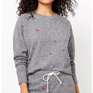 Lou & Grey Lou & Grey Heart Emoji Fleeceback Sweatshirt embroidered preppy twee